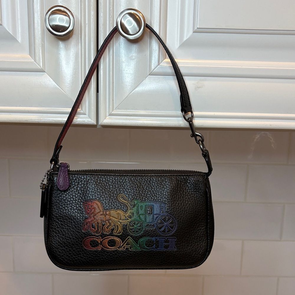 Coach Bag Mini Purse Handbag Leather Nolita 19 Horse & Carriage Rainbow Pebbled